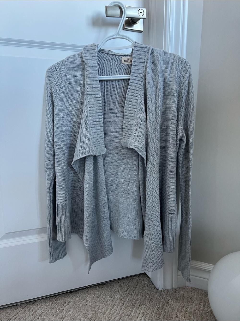 Brand new light gray Hollister ribbed knit cardigan with hood XS